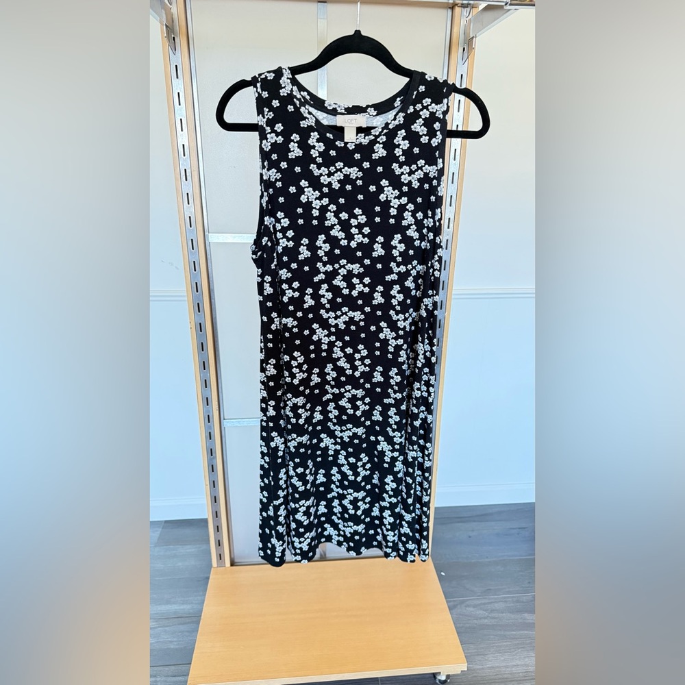 LOFT Black and White Floral Dress